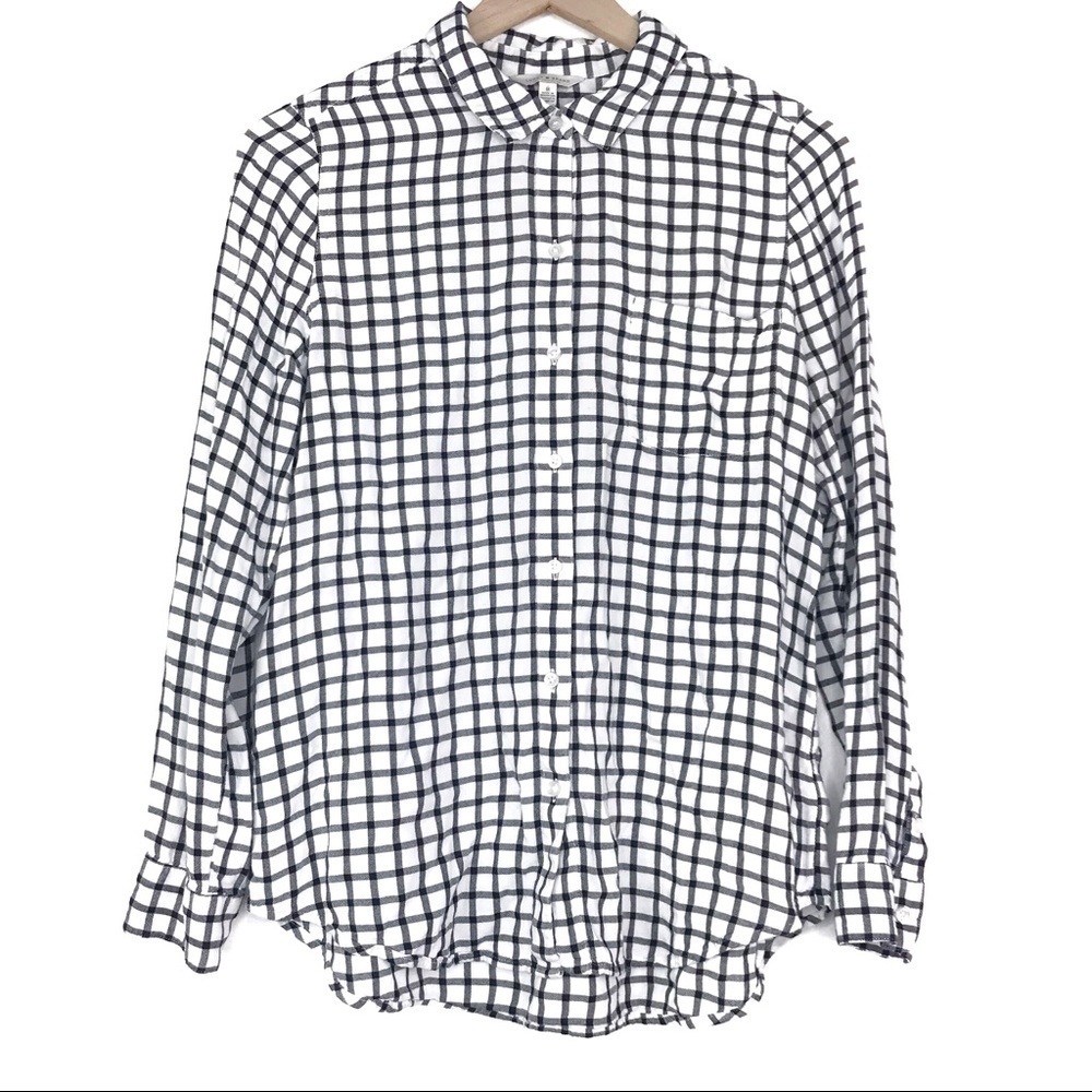 LUCKY BRAND Plaid Window Pane Button Up Top M